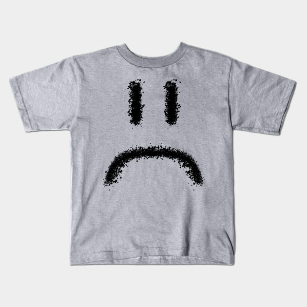 Sad Face made of black blobs Kids T-Shirt by Zeroeroroo